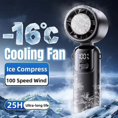 JPNPL Portable Handheld Neck Fan – 100-Speed Folding Fan with Ice Pack, Outdoor Use