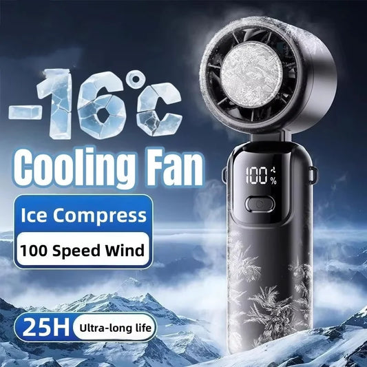 JPNPL Portable Handheld Neck Fan – 100-Speed Folding Fan with Ice Pack, Outdoor Use
