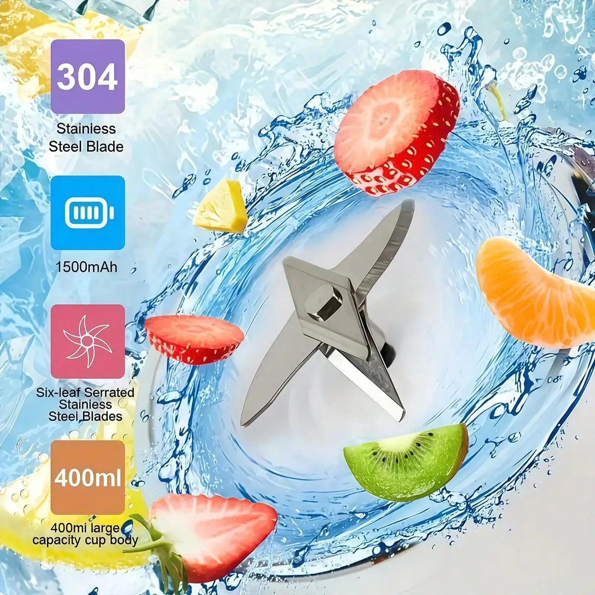 Portable Dual Cup Juicer Blender – USB Rechargeable Mini Smoothie Maker with Travel Lid