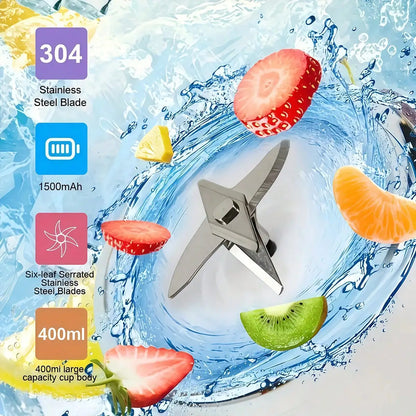 Portable Dual Cup Juicer Blender – USB Rechargeable Mini Smoothie Maker with Travel Lid