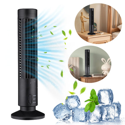 LED Bladeless Tower Fan — 90° Oscillating, USB Powered, Quiet, Desk Fan with Light, Home & Office