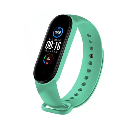 R.E.D. Shopping M6 Smart Fitness Bracelet showing heart rate monitor and sleep tracking display, waterproof design with IP67 rating.