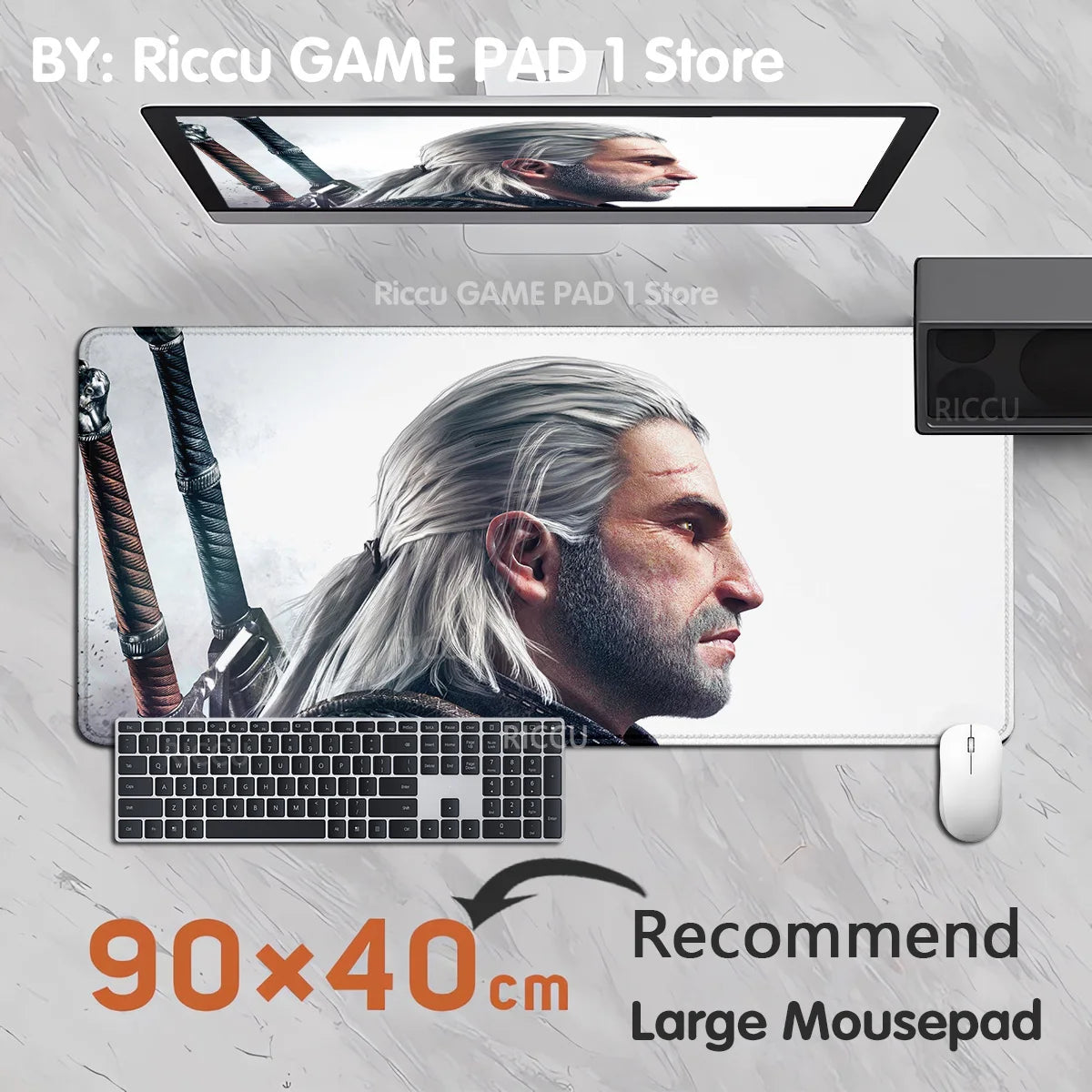 The Witcher 3 XXL Gaming Mouse Pad – Non-Slip, Lockedge, Thickened, Oversized Deskmat