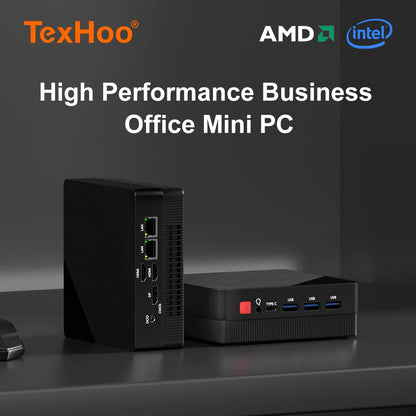 TexHoo Mini PC – AMD Ryzen 7 7730U / R5 4300U / R3 5300U, DDR4, Triple Display, Dual LAN, WiFi 5, BT 4.0