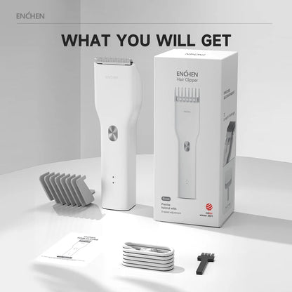 ENCHEN Boost-W Cordless Hair Clipper – USB Rechargeable, Adjustable Comb