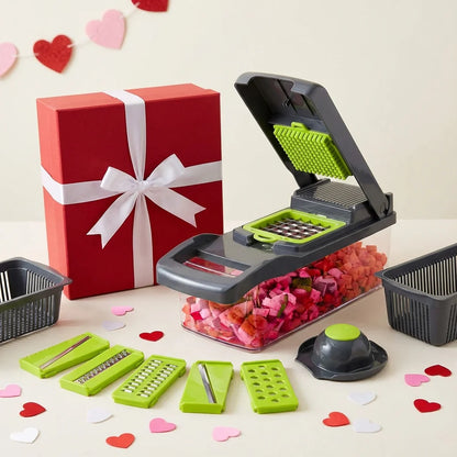 Safe Hand Guard Vegetable & Fruit Cutter | Stainless Steel Slicer 33x12cm