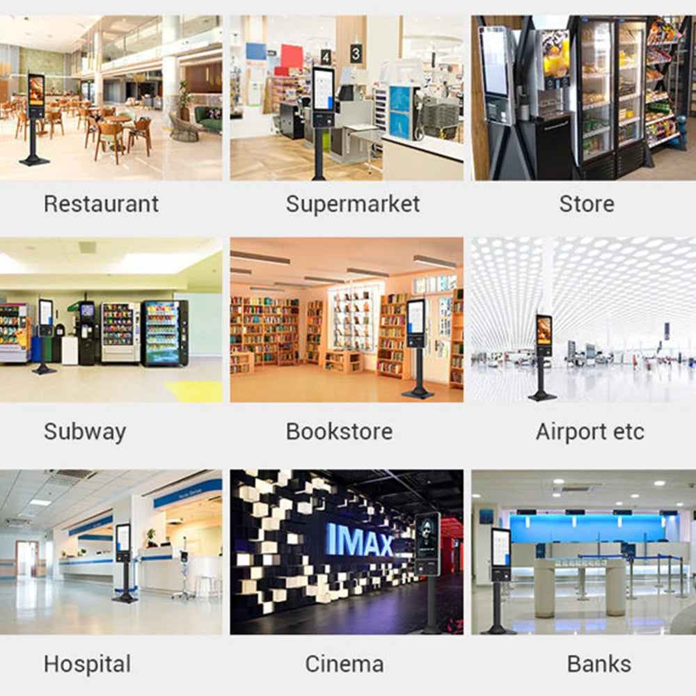 TouchWo 15.6-23.8 inch wall mount touchscreen kiosk by R.E.D. Shopping, featuring a sleek all-in-one POS system for checkout and ordering.