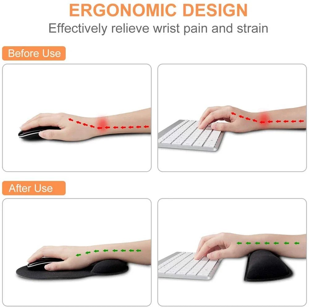 Memory Foam Wrist Rest Mouse Pad – Superfine Fibre, Ergonomic, for Gaming & Office