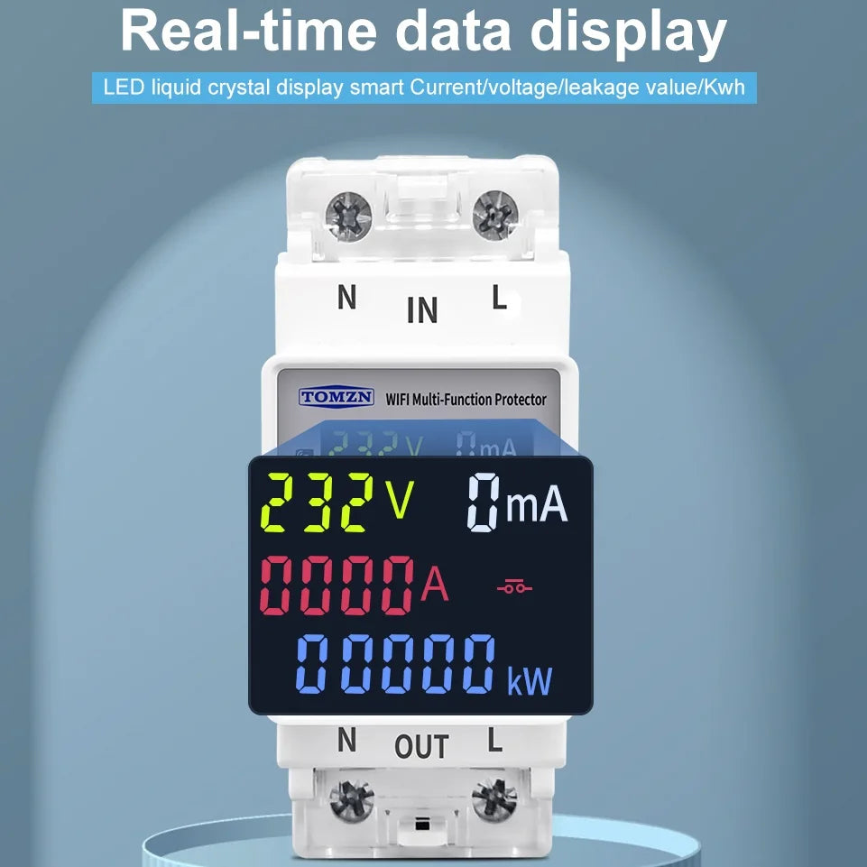 TOMZN 2P 63A TUYA WiFi Smart Circuit Breaker with Energy Monitoring