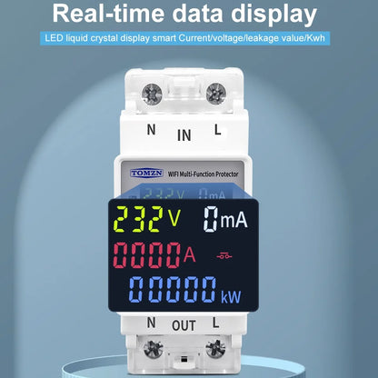 TOMZN 2P 63A TUYA WiFi Smart Circuit Breaker with Energy Monitoring
