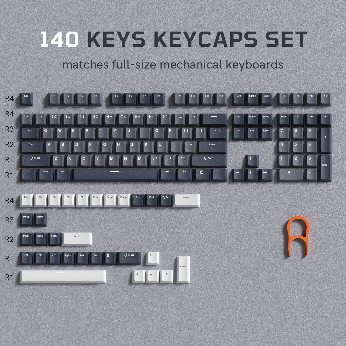 140-Key Cherry Profile Shine-Through RGB PBT Double Shot Keycaps for Cherry/Gateron MX Switches