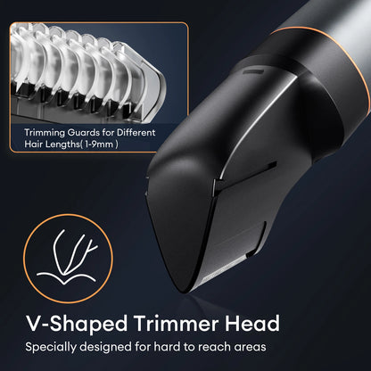 Kensen 3-in-1 Body Hair Trimmer Kit – Pubic Hair Shaver, Nose & Beard Trimmer, IPX6 Waterproof Electric Shaver