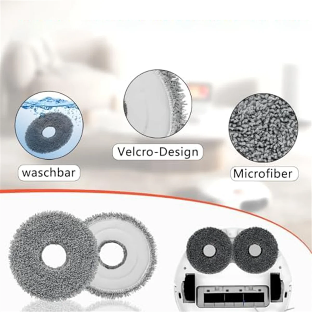 Set of six vacuum cleaner dust bag mop cloths for Dreame L10S Ultra and L20 Ultra, wet mop pads for efficient cleaning.