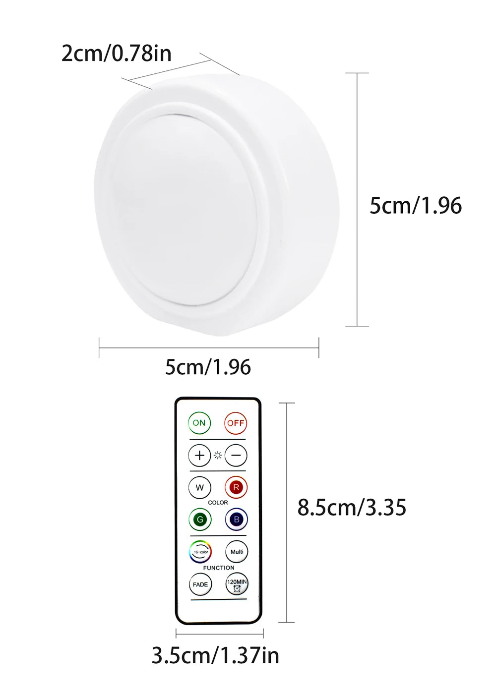 RGB LED Under Cabinet Light – 16 Colors, USB Rechargeable, Remote Control