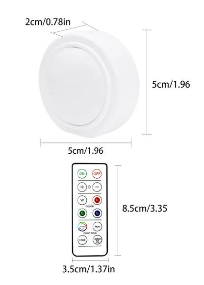 RGB LED Under Cabinet Light – 16 Colors, USB Rechargeable, Remote Control