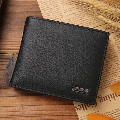 Genuine Cowhide Leather Men's Wallet – Short Bifold