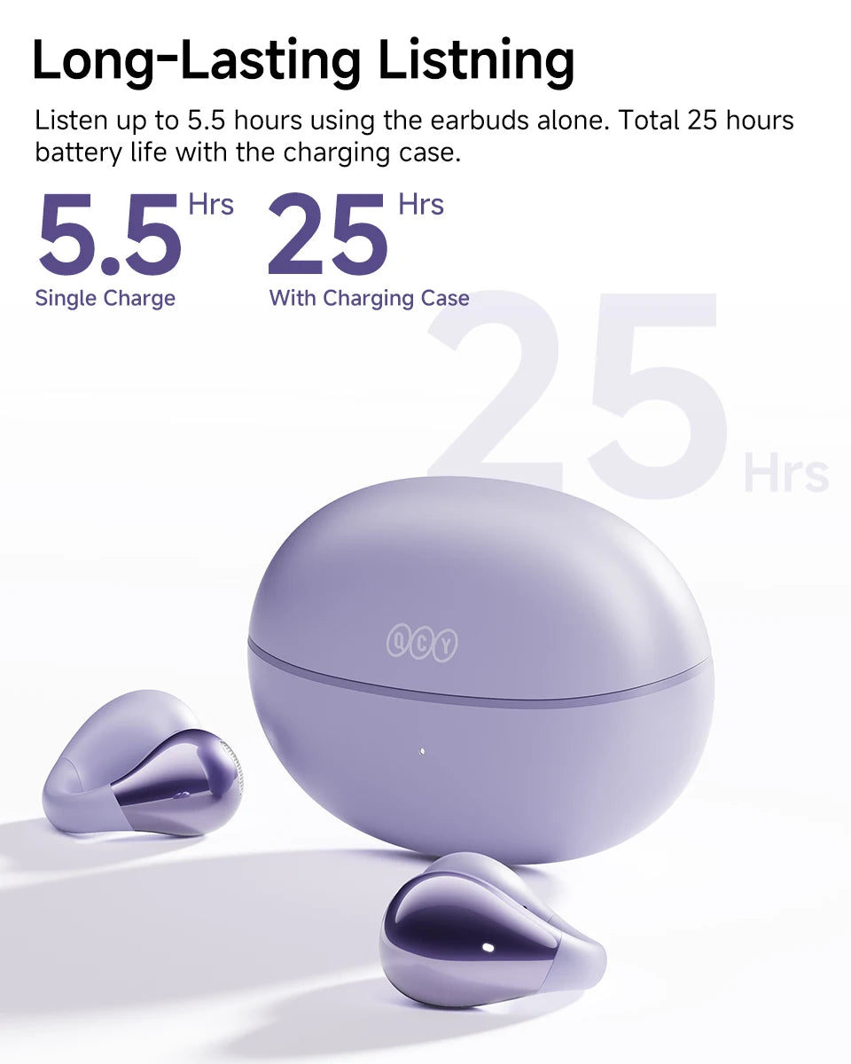 QCY Crossky C30 Ear Clip Bluetooth 5.4 Earphones – Open Ear Sports TWS, Dual-Connection