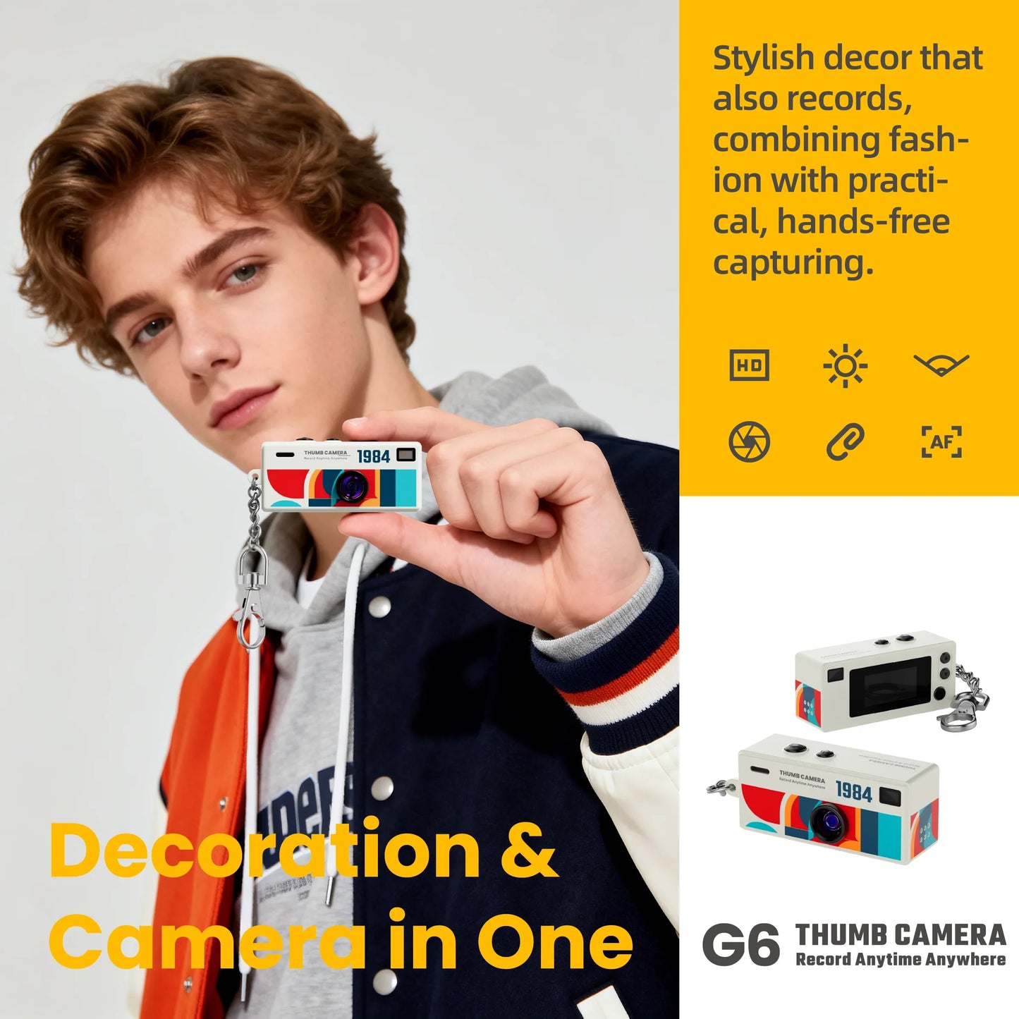 Portable Mini Thumb Camera 1080P FHD – 130° Wide-Angle, Autofocus, Fill Light, TFT LCD Screen