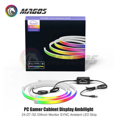 Skydimo Ambilight RGB LED Strip for PC Monitor – AURA USB 5V Software Control (24"/27"/32"/34")