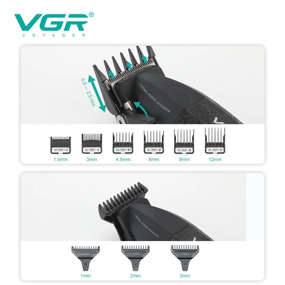 VGR V-640 S3 Professional Hair Clipper – 9000 RPM, Type-C, 160 Min Runtime | Black/Red/Green