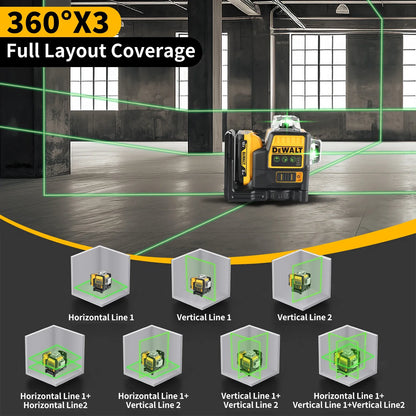 DW089LG 12-Line Green Laser Level – 3x360° Horizontal & Vertical Outdoor