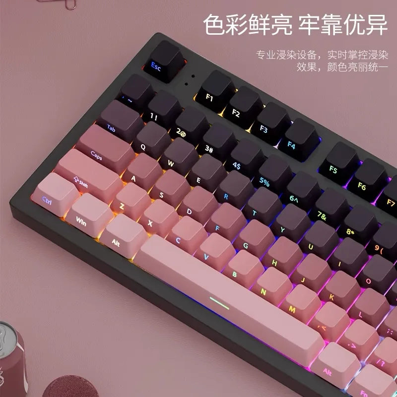 Transparent Pbt Keycaps With Side-Engraved Opacity Gradient Dye Sublimation For Mechanical Keyboard Six Color Personalized Fit