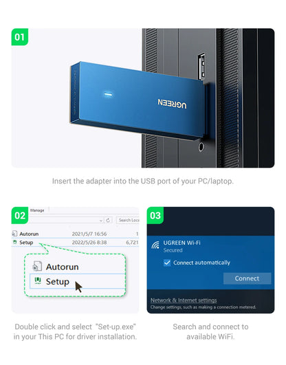 UGREEN USB WiFi Adapter | AX900 / AX1800 / AXE5400 | WiFi 6/6E | Dual Band 2.4GHz & 5GHz