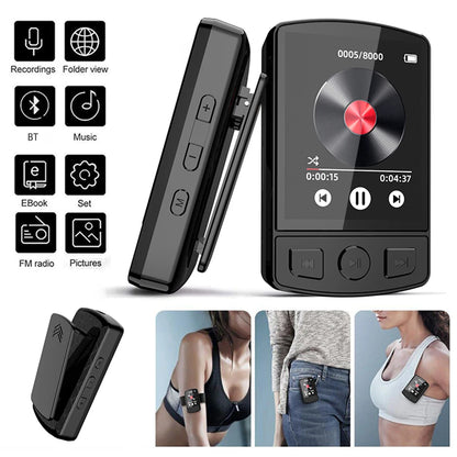 Portable Bluetooth 5.2 MP3/MP4 Music Player – 1.8" Screen, FM Radio, E-Book, Recorder, Clip Sport Walkman