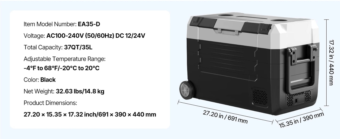 SucceBuy Portable Car Refrigerator & Freezer | 20–55L | DC 12V/24V & AC 110-240V | EU Stock