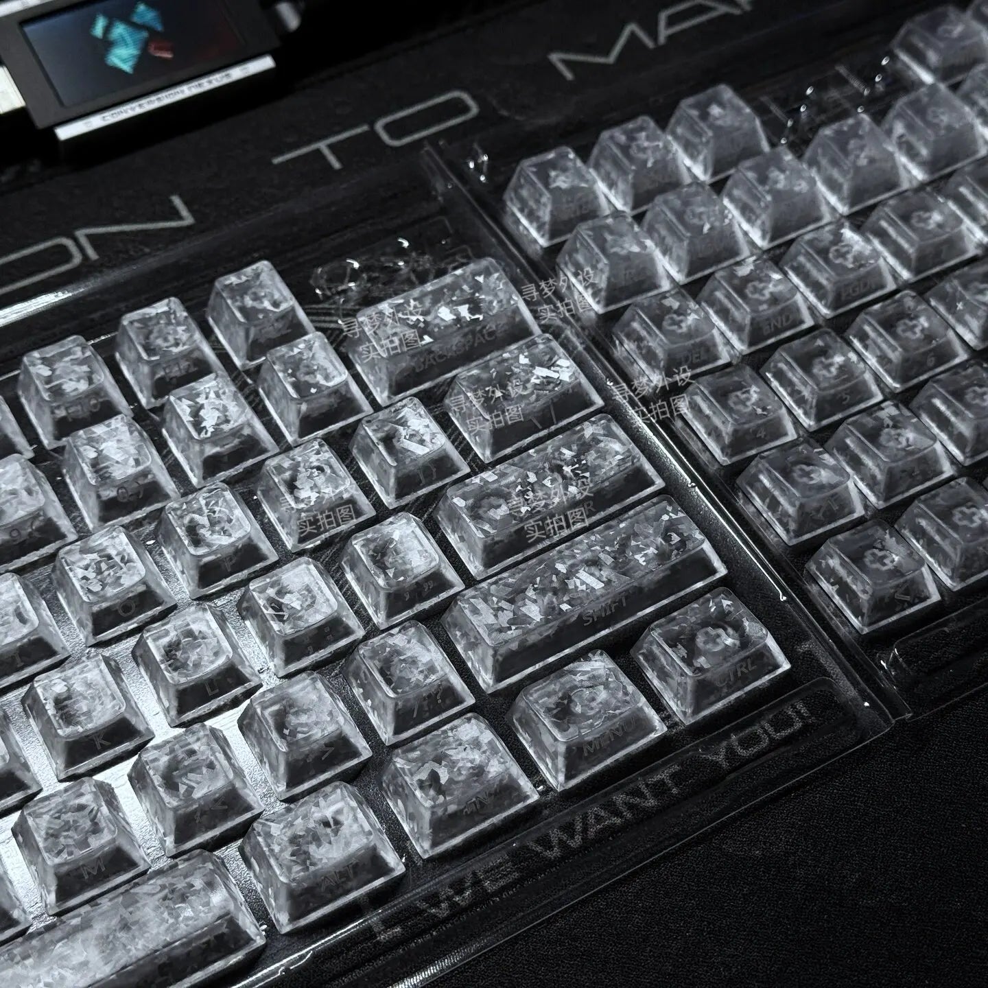 ICECARBON BLACKCARBON Forged Carbon Keycaps | Cherry Profile | Semi-Frosted | Side-Laser Engraved | 120 Keys