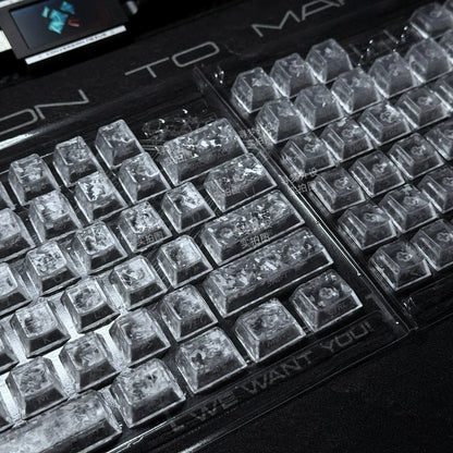 ICECARBON BLACKCARBON Forged Carbon Keycaps | Cherry Profile | Semi-Frosted | Side-Laser Engraved | 120 Keys