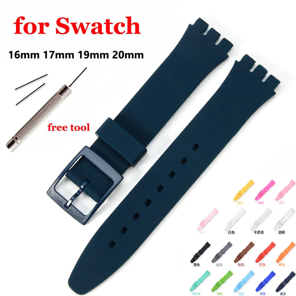 Colorful Silicone Replacement Strap for Swatch – 16/17/19/20mm Sports Watch Band