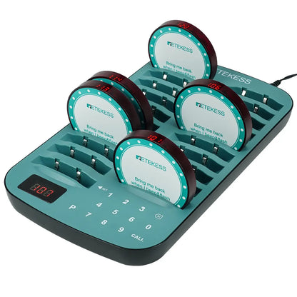 RETEKESS TD167A wireless restaurant calling system coaster pager for food trucks, cafés, hotels, with buzzer and digital display