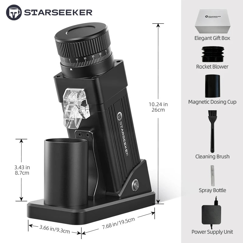 STARSEEKER E55Pro Electric Coffee Grinder | 55mm Conical Burr | Stepless Grind | Cold Brew | EU Plug