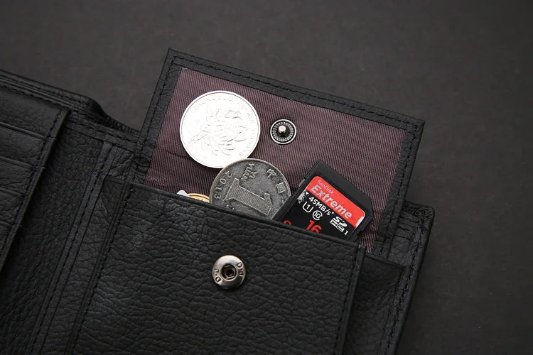 Genuine Cowhide Leather Men's Wallet – Short Bifold