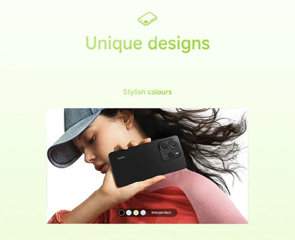 Xiaomi Redmi Note 14 smartphone with 108MP camera, MediaTek Helio G99 processor, and 120Hz display, shown front view.