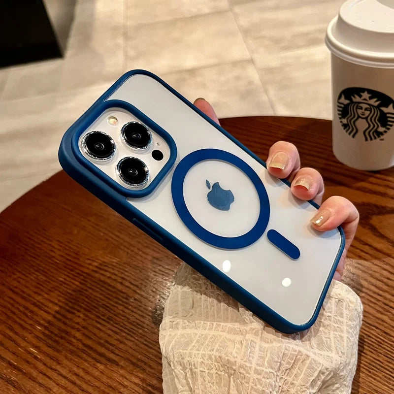 Luxury Transparent Magnetic iPhone Case | MagSafe Wireless Charging, Shockproof Bumper for iPhone 11-16 Pro Max