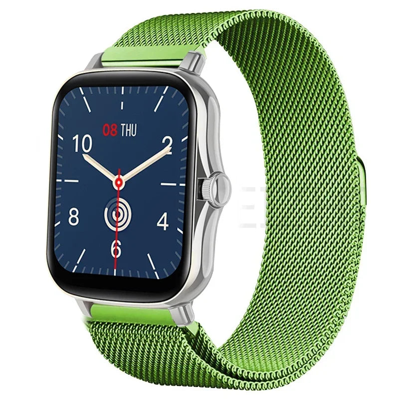 Metal magnetic watch strap for Amazfit GTS and GTR, 20mm and 22mm bracelet, durable stainless steel band with adjustable magnetic clasp.