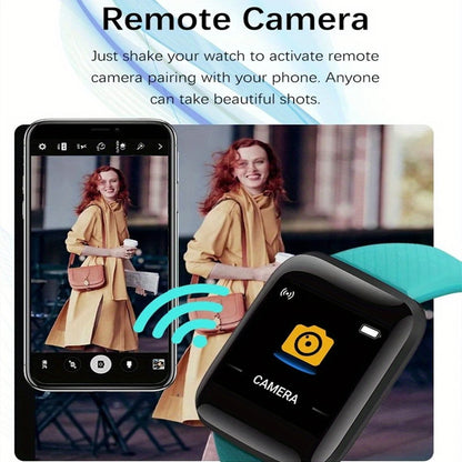R.E.D. Shopping smartwatch with message notifications and fitness tracking, black wearable device for Android and iOS smartphones.