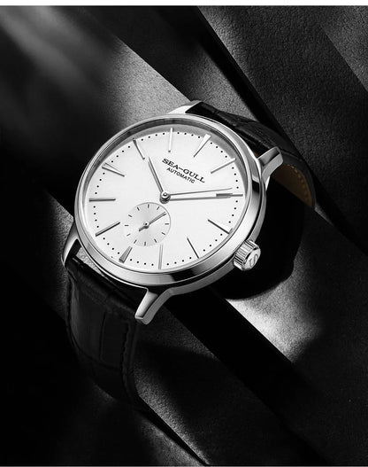 Seagull Men's Business Mechanical Watch – 50M Waterproof, Leather Strap, Valentine Gift