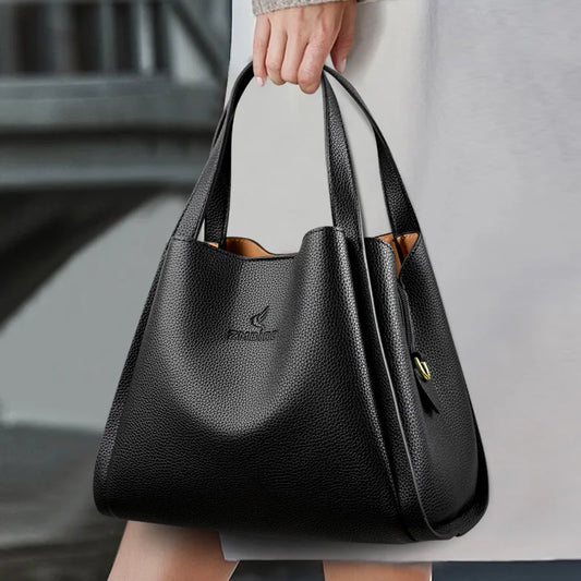 Soft PU Leather Tote Bag - Large Capacity Women's Shoulder Handbag
