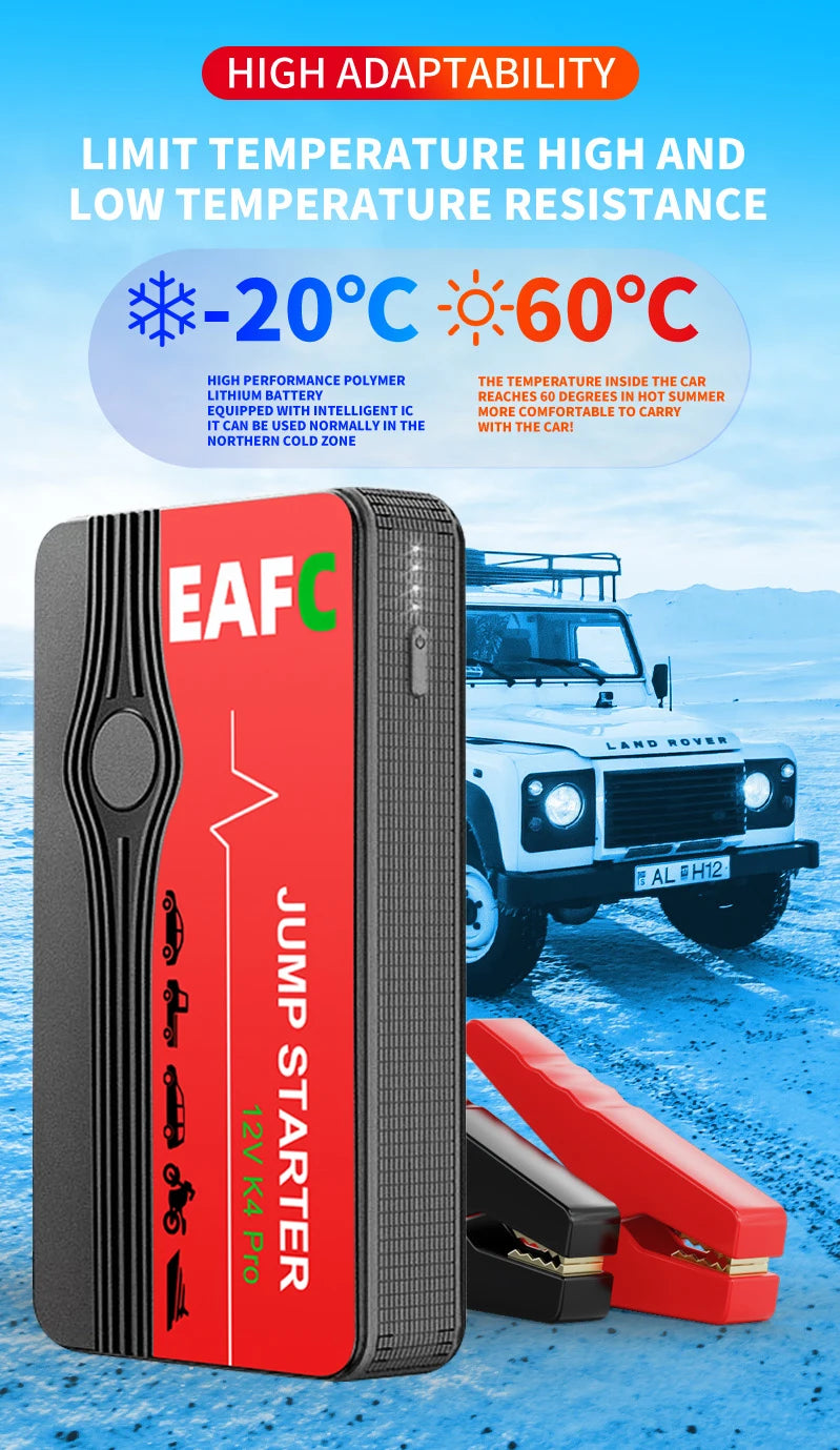 Car Jump Starter 600A-2000A | 12V Portable Battery Booster & Power Bank for Emergency Start (EAFC)