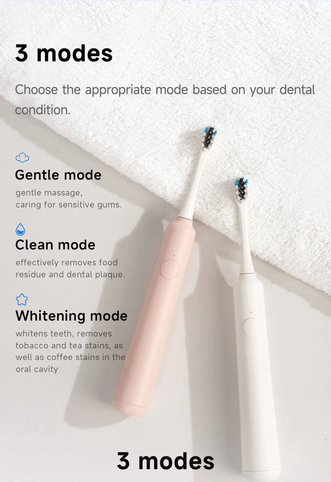 DOCOLAB Sonic Electric Toothbrush | 3-Mode | USB Charging | IPX7 Waterproof
