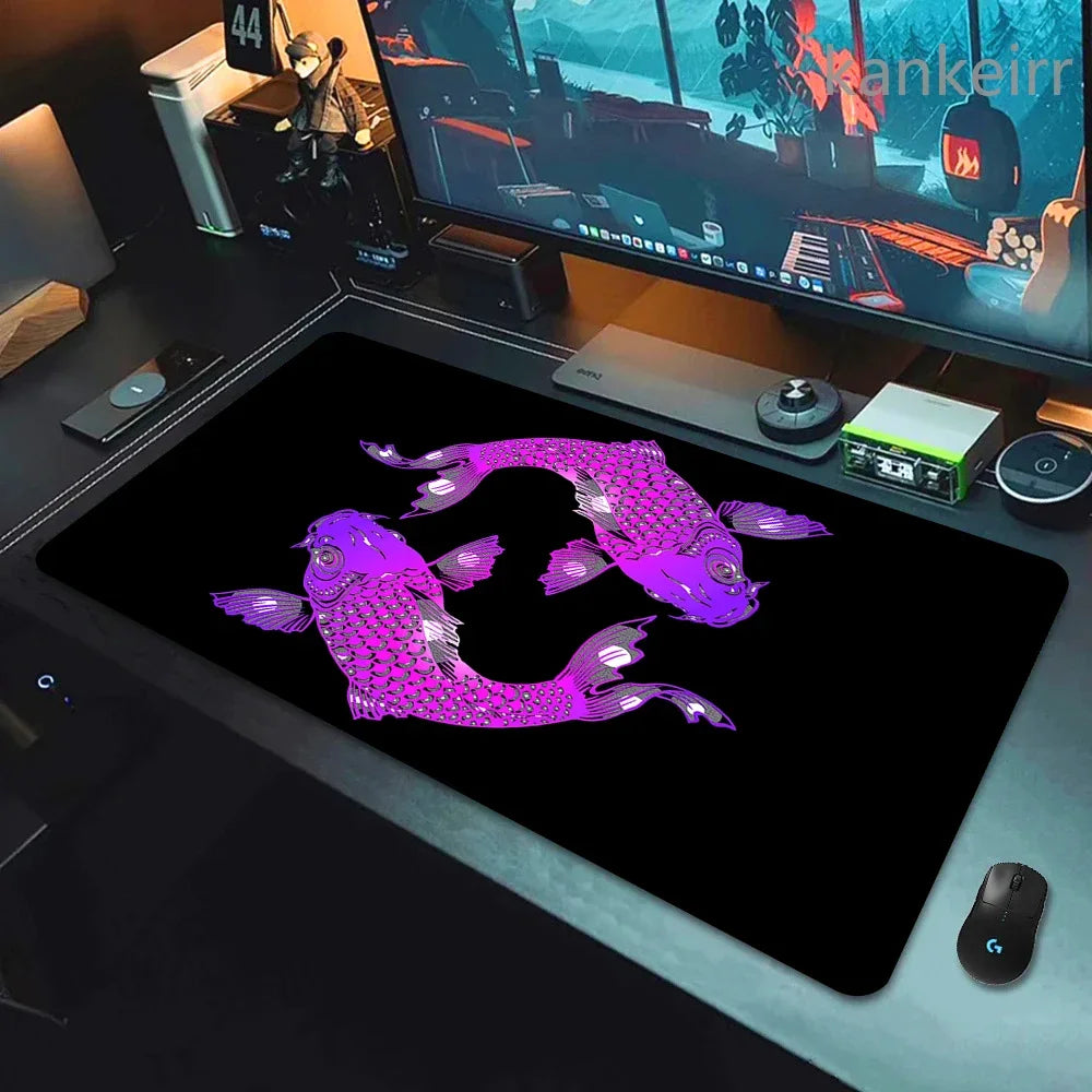 Koi Fish Taichi XXL Gaming Deskmat 90x40 – Natural Rubber, Anti-Slip, Smooth Surface