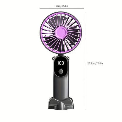 Mini Portable USB Fan | 6 Speeds | Digital Display | Foldable 3-in-1 | Handheld, Neck & Desktop | Outdoor