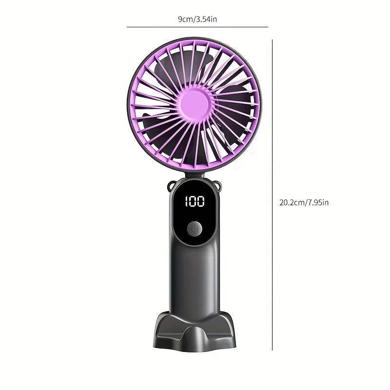 2026 Mini USB Fan | 6 Speeds | Digital Display | 3-in-1 Handheld / Neck / Desktop