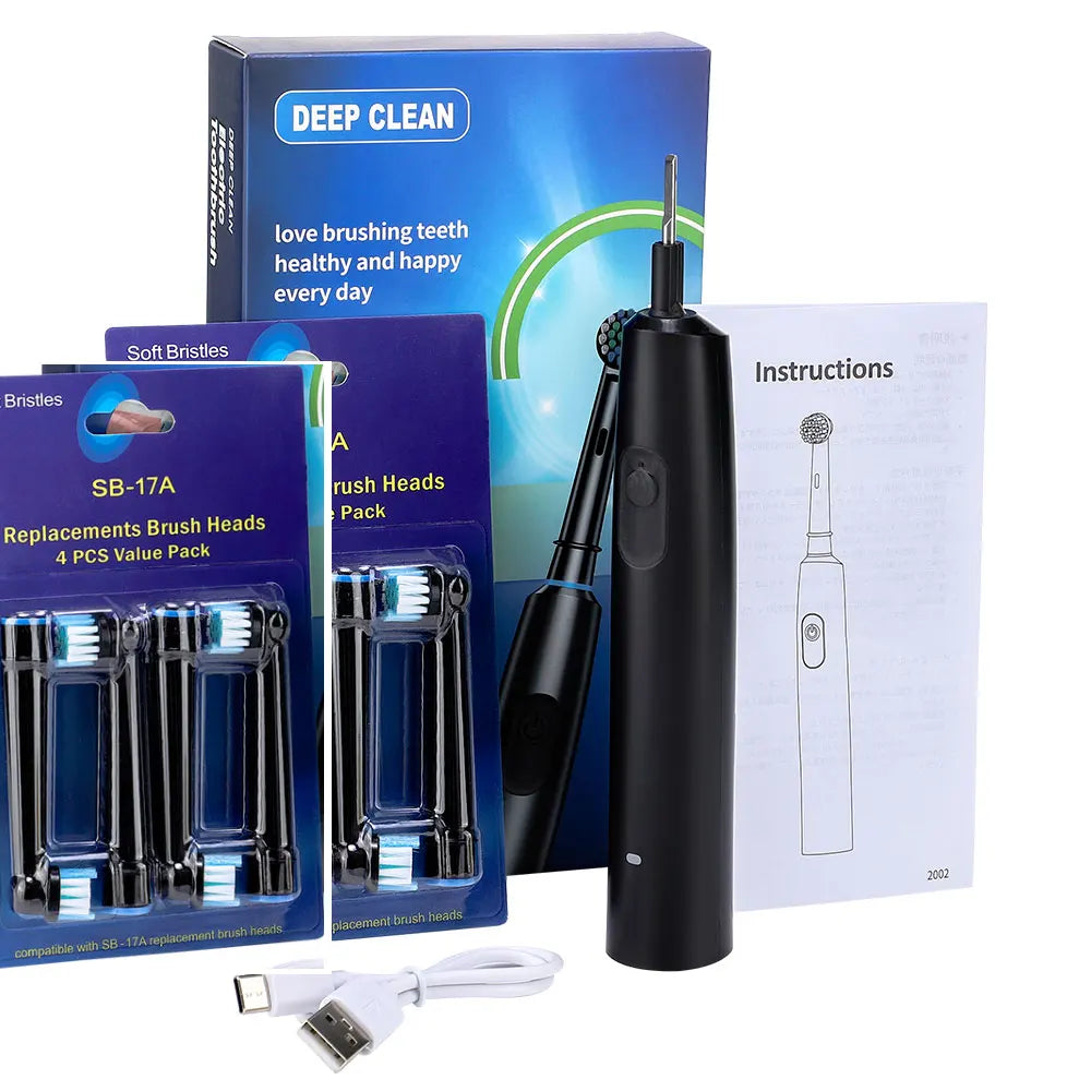 Sonic Electric Toothbrush – 5 Modes, 4 Replaceable Heads, Timer, Waterproof, Rechargeable Adult