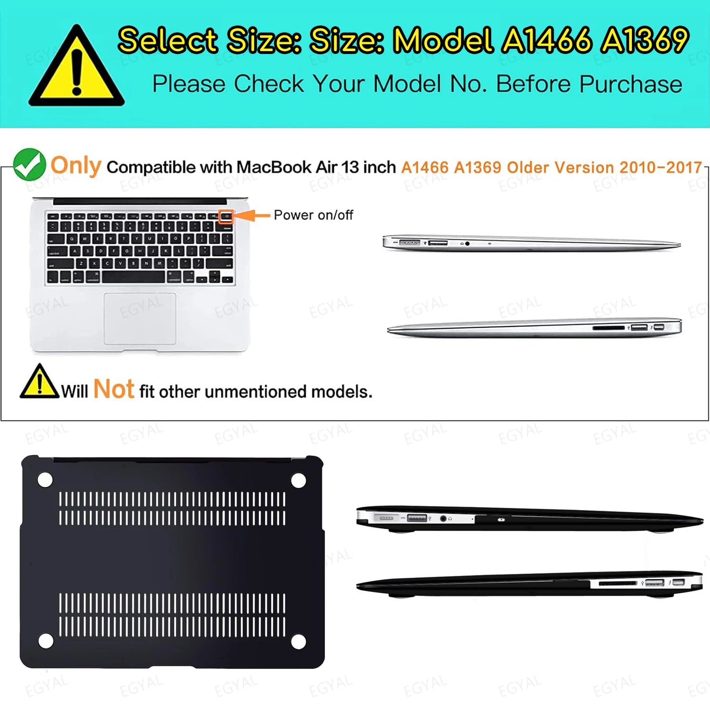 MacBook Laptop Case 2025 M4 – Air 13/15, Pro 13/14, M1-M5