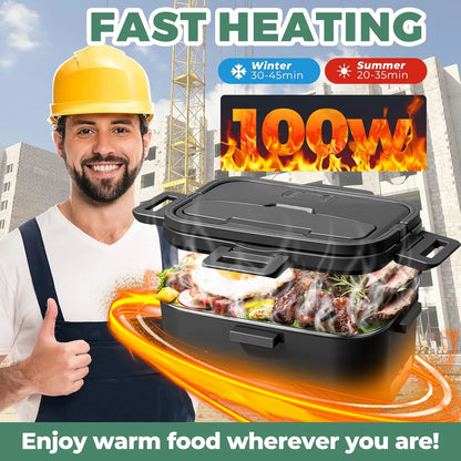 Electric Heated Lunch Box – 100W, 1.8L, 12V/24V/110V for Home, Car & Truck