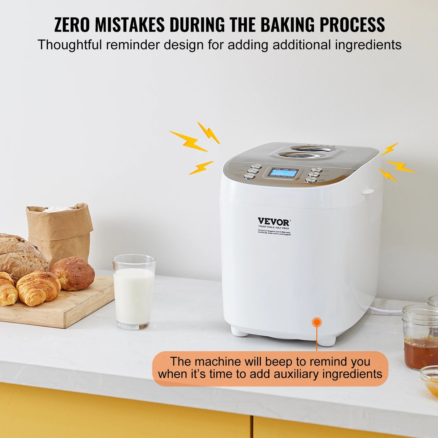 SucceBuy 15-in-1 Bread Maker 2/3 LB | Ceramic Pan, Gluten Free, Delay Timer